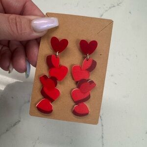 Red Heart Drop Earrings - Stylish Women Jewelry